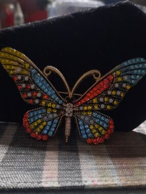 Multicolor Crystal Butterfly Brooch - Women Accessories